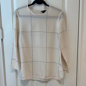 Theory Cream Boxy Blouse with Long Sleeves